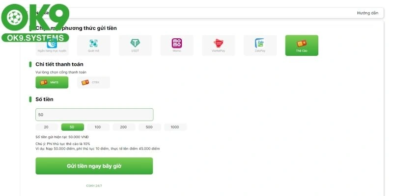 Nạp Tiền OK9